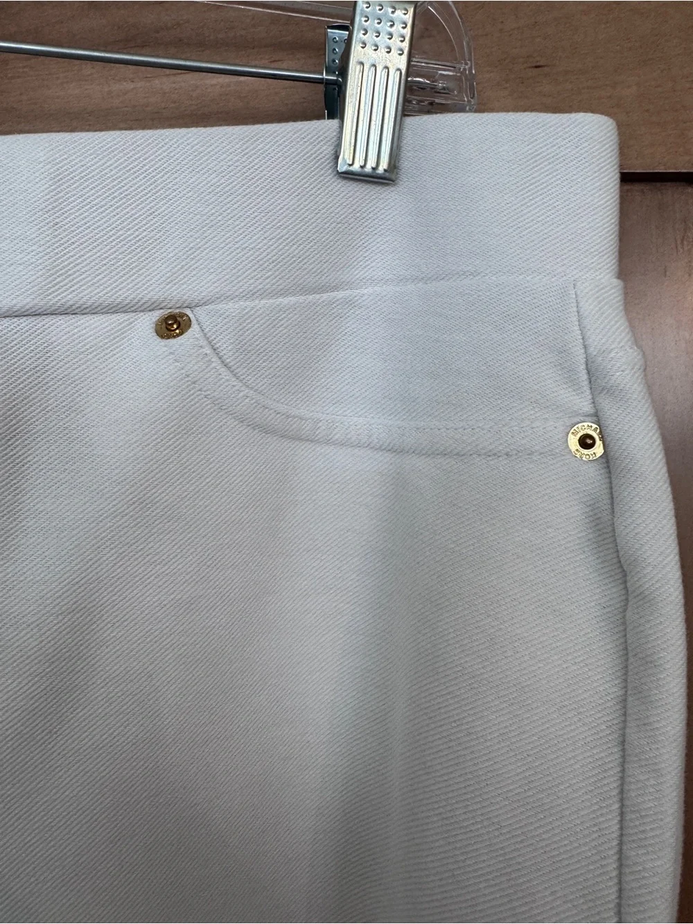Michael Kors White pull up pants with Gold Detail